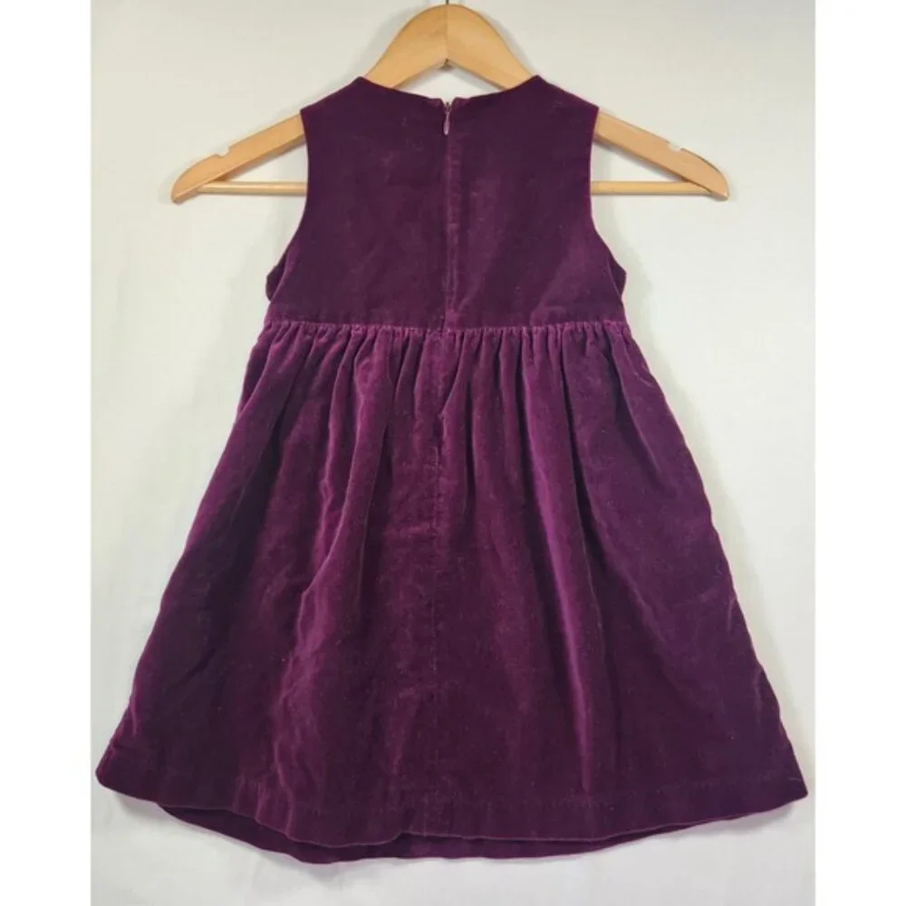 Vintage Gymboree‎ Girls Purple Velvet Rosette Dress 100% Cotton Size 3-4 Years